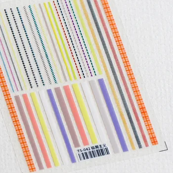 Красочные линии, наклейки для ногтей, самоклеящиеся слайдеры, 3D наклейки для дизайна ногтей, украшения для маникюра