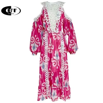 Дизайнерское летнее женское платье для подиума с длинным рукавом-фонариком и цветочным принтом, шикарное праздничное вечернее элегантное платье