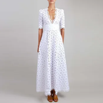2023 Новые Роскошные Дизайнерские Вечерние Белые платья для подиума, Женские Высококачественные Элегантные халаты с полым вырезом, Elbise знаменитостей