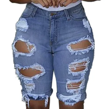 Джинсовые шорты женские большого размера, леггинсы с дырками, короткие брюки, джинсовые шорты, рваные джинсы, джинсовые шорты для женщин большого размера