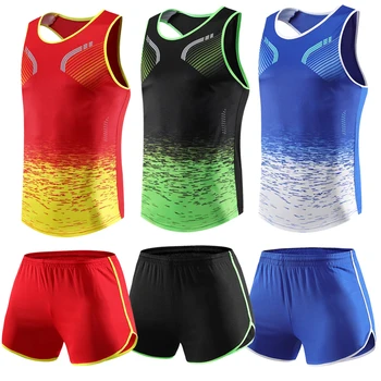 Весенний мужской женский спортивный костюм для бега, Джоггеры, свободная спортивная одежда, костюмы для марафона, жилет + шорты, одежда для легкой атлетики