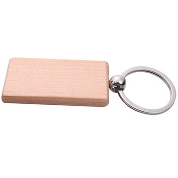 80шт Пустой прямоугольный деревянный брелок для ключей Diy Деревянные брелки для ключей, на которых можно выгравировать подарки своими руками