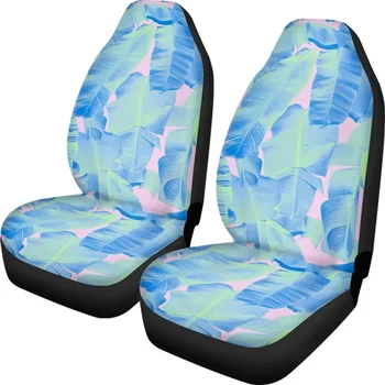 Чехлы для автомобильных сидений в гавайском стиле в виде банановых листьев синего цвета, только для передних сидений, внутренний декор автомобиля, удобная защита автомобильных сидений