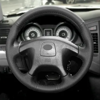 Для Mitsubishi L200 Pajero Pinin 1999-2005 Space Gear Ручная оплетка Крышка рулевого колеса автомобиля Защитная отделка из перфорированной кожи черного цвета
