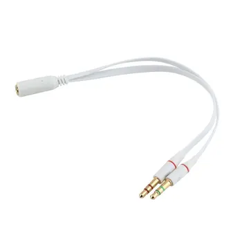 Универсальные наушники 3,5 мм с разъемом от одной розетки до 2 штекеров с микрофоном Аудио Y-образный кабель-разветвитель аудиокабелей от женщины к мужчине белый