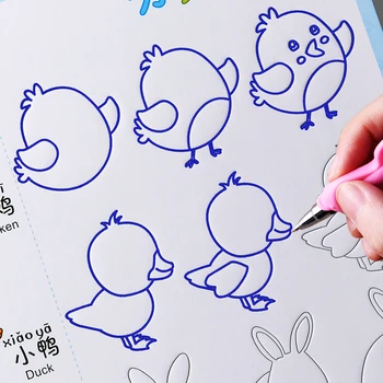 Детская книжка-раскраска с мультяшными животными /фруктами /овощами /растениями Groove для детей, рисующими детей 3-9 лет