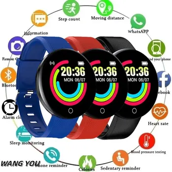 Обновление смарт-часов D18 Для мужчин и женщин Smartwatch Браслет Пульсометр Кровяное давление Фитнес-трекер Спортивный смарт-браслет для IOS Android