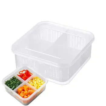 Органайзеры для холодильника Прозрачные контейнеры для фруктов Для холодильника Сохраняют свежесть сливных контейнеров для хранения свежих фруктов 4 отделения