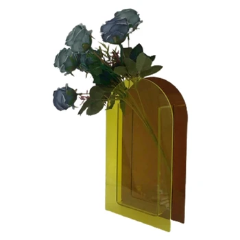 Красочная акриловая ваза Прозрачная Цветочная композиция украшения Fashion Art Q0KA