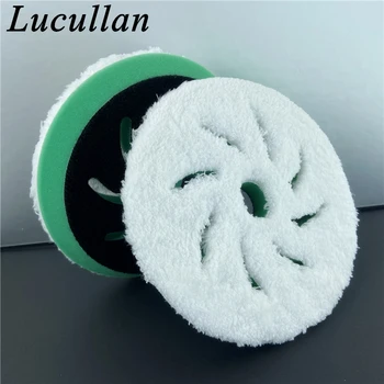 Накладка для отделки отверстий в форме лопастей вентилятора Lucullan диаметром 5,2 дюйма из белой микрофибры на зеленой губке из Т-образной пены