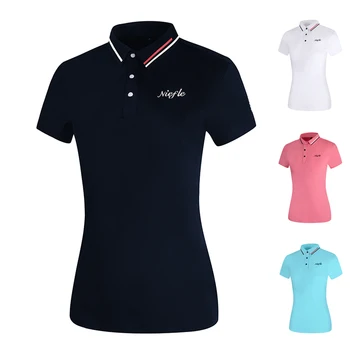 Женская футболка для гольфа с короткими рукавами, повседневная дышащая футболка для занятий спортом на открытом воздухе, высокоэластичная, быстросохнущая, износостойкая, защищающая от скатывания