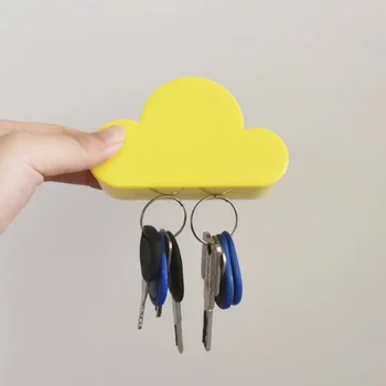 Магнитный держатель для ключей 3D Cloud, настенная неодимовая магнитная вешалка для ключей, креативные крючки для ключей, хранение на двери для домашнего декора