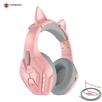 Лучший подарок Беспроводная игровая гарнитура с милыми кошачьими ушками, съемный проводной микрофон для PS5/ PS4/PC / Switch, наушники Bluetooth для телефона
