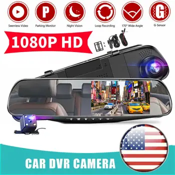 Bileeko 1080P HD Зеркало заднего вида Автомобильный видеорегистратор с двойной регистраторной камерой Спереди и сзади Видеомагнитофон