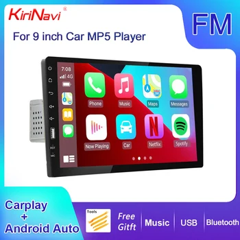 KiriNavi 1 Din Car Audio CarPlay Android Auto Multimedia MP5 Плеер 9-дюймовый Сенсорный Экран Автомобильного Радио Стерео Bluetooth Зеркальная Ссылка