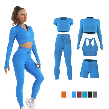 Женский комплект для йоги, бесшовная спортивная одежда, одежда для тренировок, Спортивная одежда, Леггинсы для спортзала, Бюстгальтер для фитнеса, спортивные костюмы с длинным рукавом