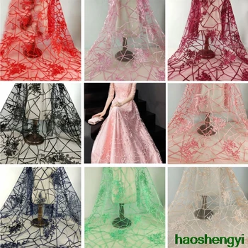 Модная ткань для платья с вышивкой из полиэстеровой сетки нового стиля