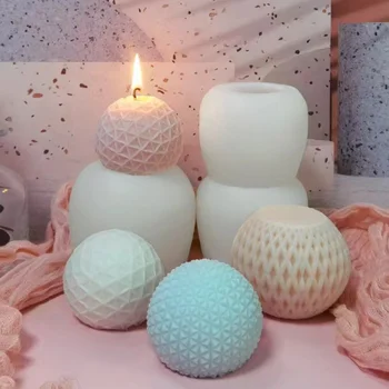 Силиконовая форма для свечей с 3D шариковым узором, форма для свечей в простом стиле, Домашняя штукатурка, Художественные Принадлежности для изготовления свечей, Форма для выпечки торта