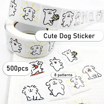 500шт Детская квадратная наклейка с рисунком щенка, поощрительные наклейки для учителей, наклейки с милыми животными, канцелярские наклейки