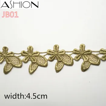 ASHION ширина 4,5 см, кружевная отделка в виде золотого цветка, тканевая одежда, вышитые швейные принадлежности