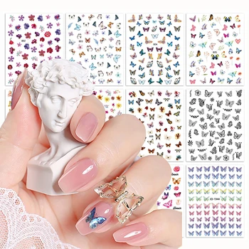 Наклейки для ногтей в разных стилях бабочек на все сезоны 3D клейкий слайдер для украшения ногтей в маникюрном салоне и персональная наклейка